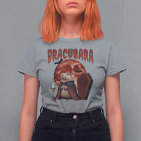 Halloween Capybara T Shirt For Women Funny Dracubara In Dracula Outfit - Wonder Print Shop