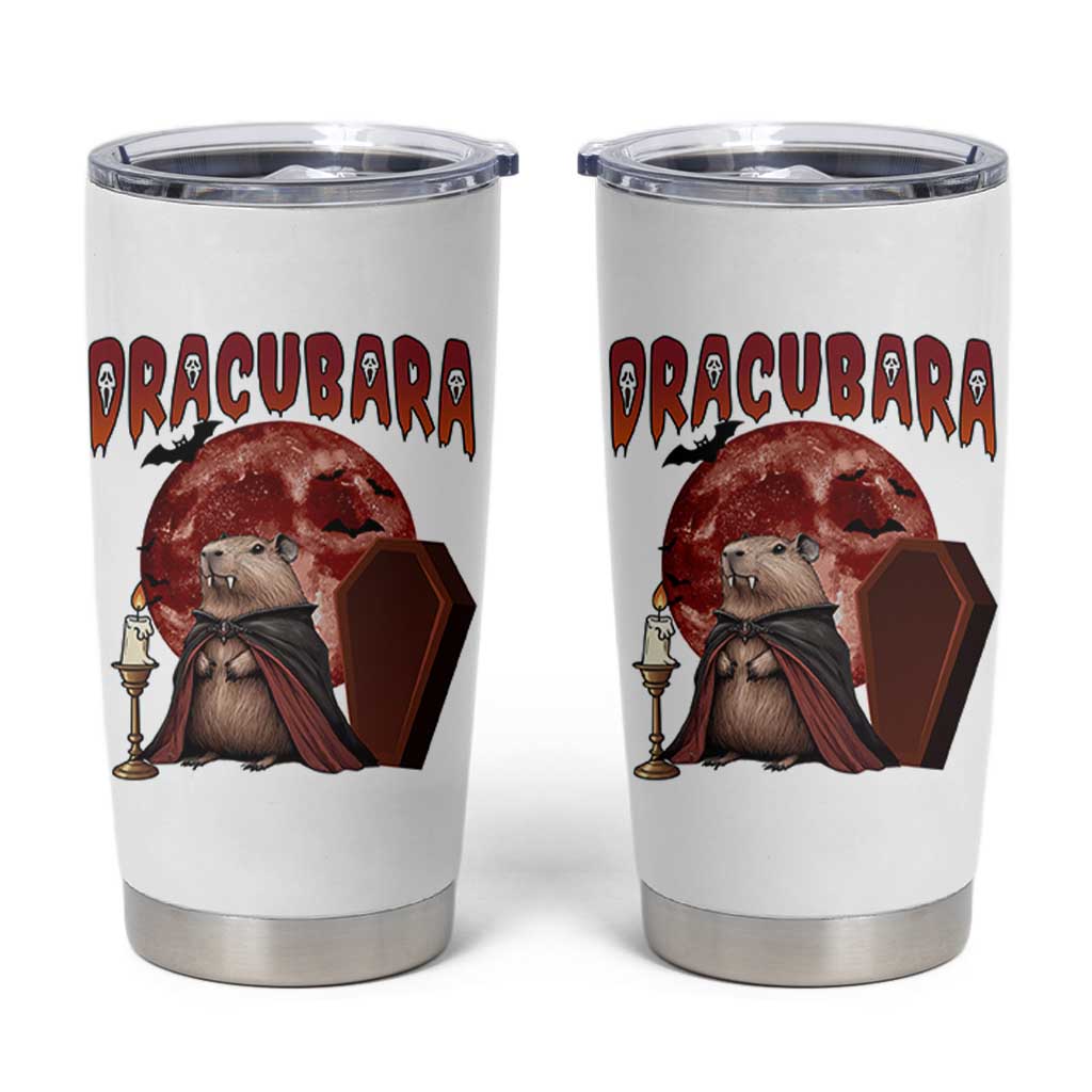 Halloween Capybara Tumbler Cup Funny Dracubara In Dracula Outfit