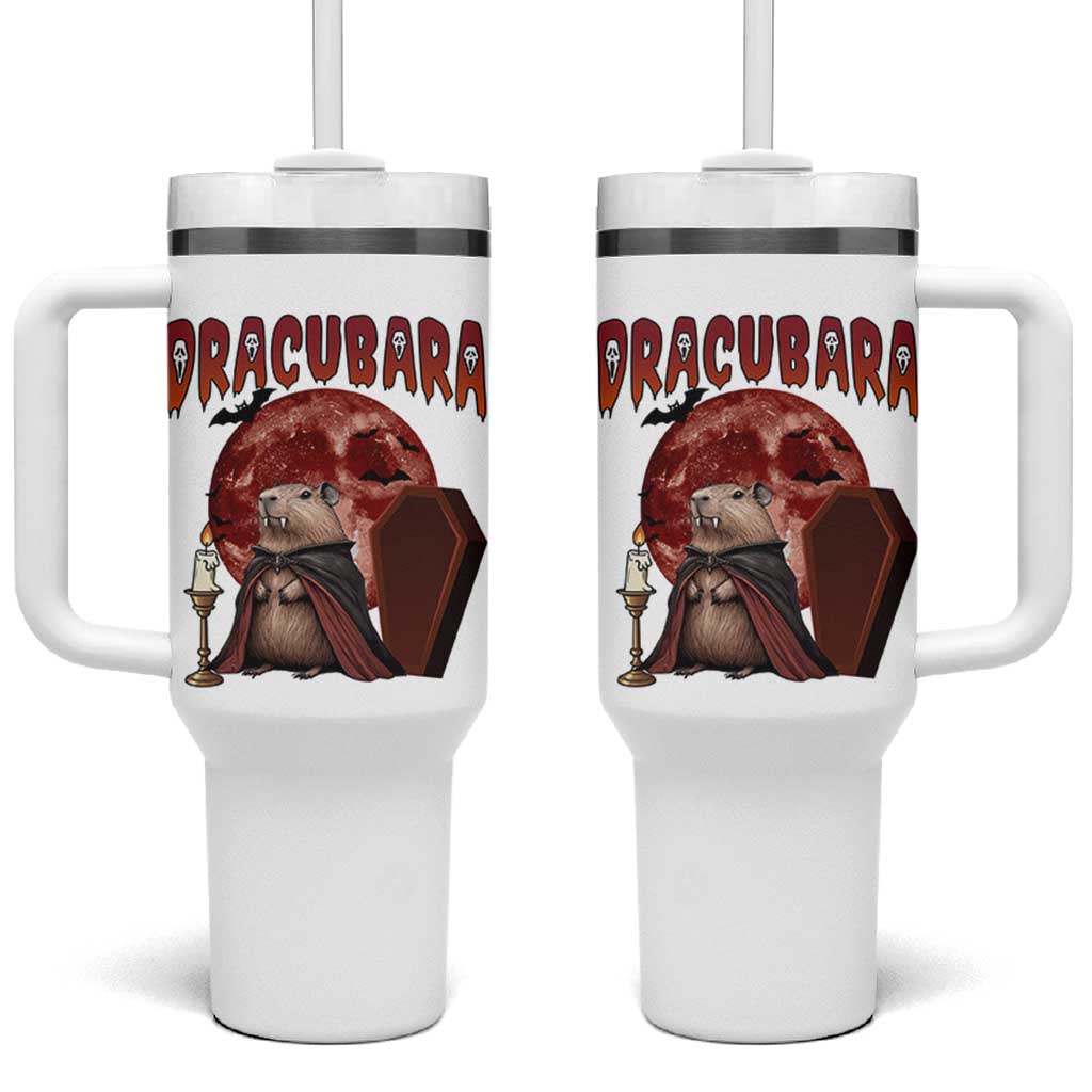 Halloween Capybara Tumbler With Handle Funny Dracubara In Dracula Outfit