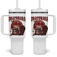 Halloween Capybara Tumbler With Handle Funny Dracubara In Dracula Outfit