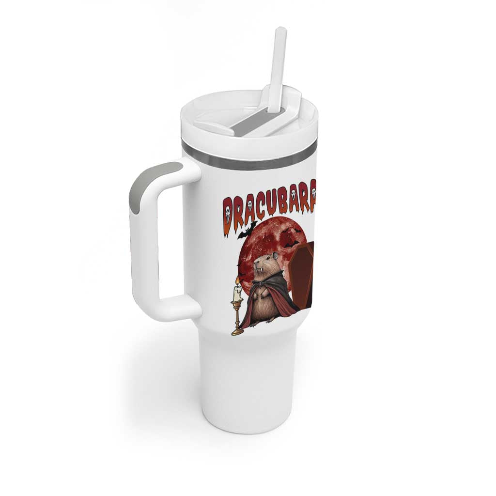 Halloween Capybara Tumbler With Handle Funny Dracubara In Dracula Outfit