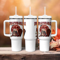 Halloween Capybara Tumbler With Handle Funny Dracubara In Dracula Outfit