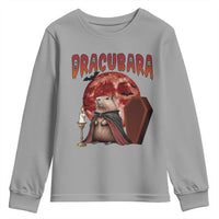 Halloween Capybara Youth Sweatshirt Funny Dracubara In Dracula Outfit - Wonder Print Shop
