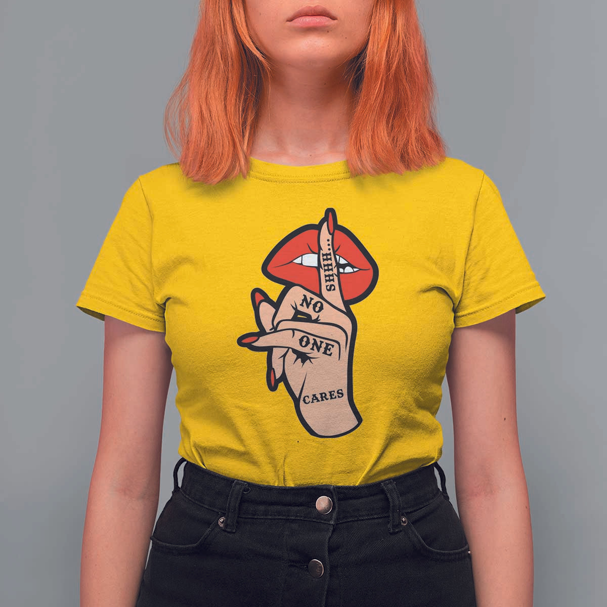 Shhh No One Cares T Shirt For Women Sarcastic Humor Gift - Wonder Print Shop