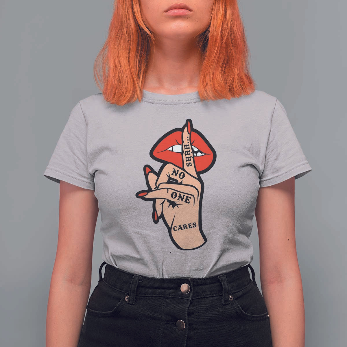 Shhh No One Cares T Shirt For Women Sarcastic Humor Gift - Wonder Print Shop