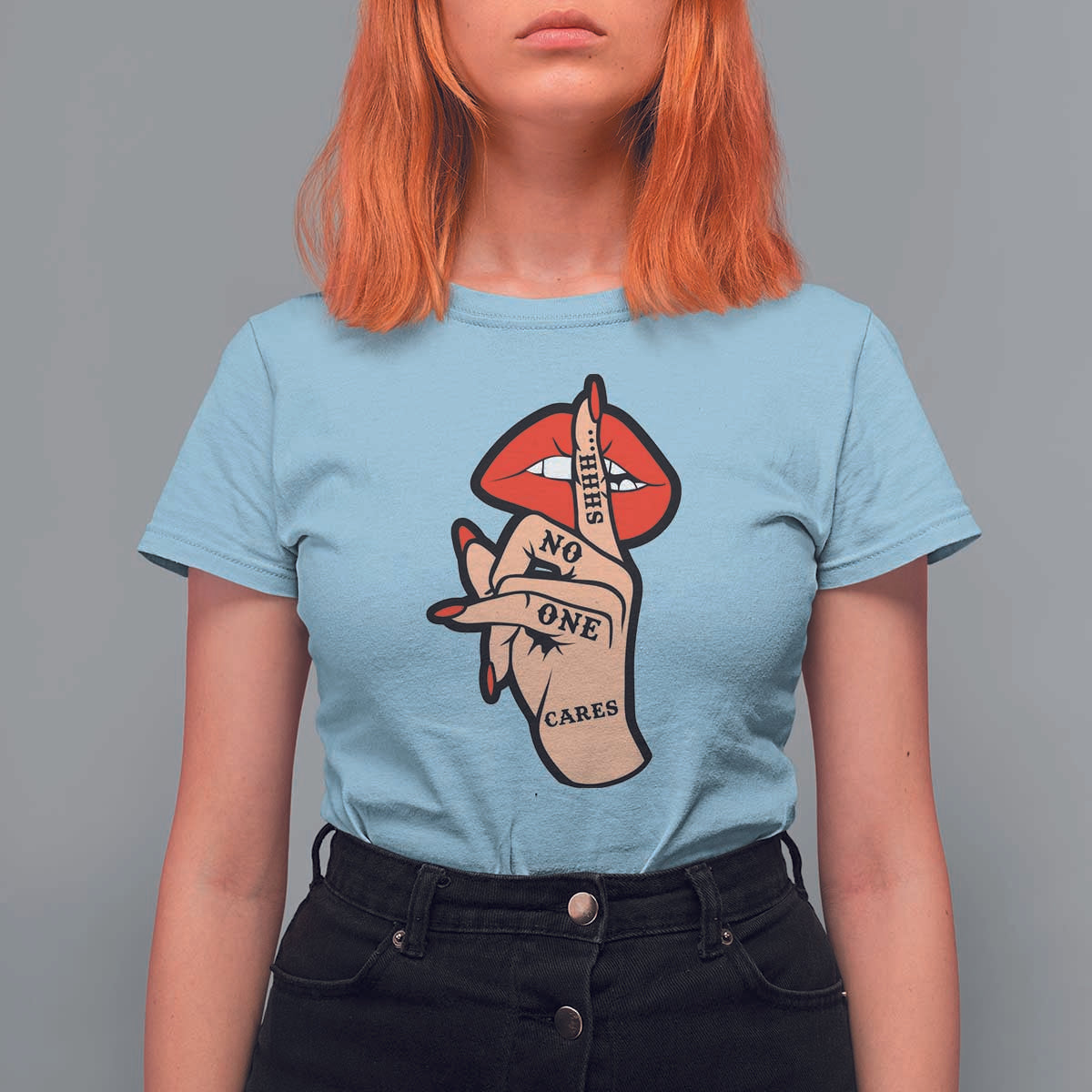 Shhh No One Cares T Shirt For Women Sarcastic Humor Gift - Wonder Print Shop