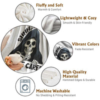 Funny Skeleton Humor Throw Blanket Shhh No One Cares - Wonder Print Shop