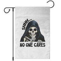 Funny Skeleton Humor Garden Flag Shhh No One Cares - Wonder Print Shop