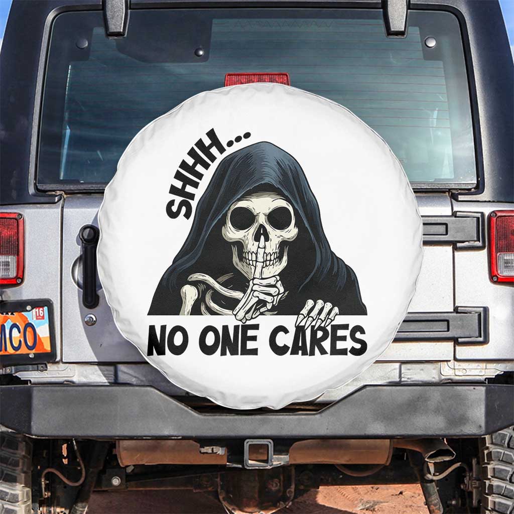 Funny Skeleton Humor Spare Tire Cover Shhh No One Cares - Wonder Print Shop