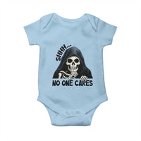 Funny Skeleton Humor Baby Onesie Shhh No One Cares - Wonder Print Shop