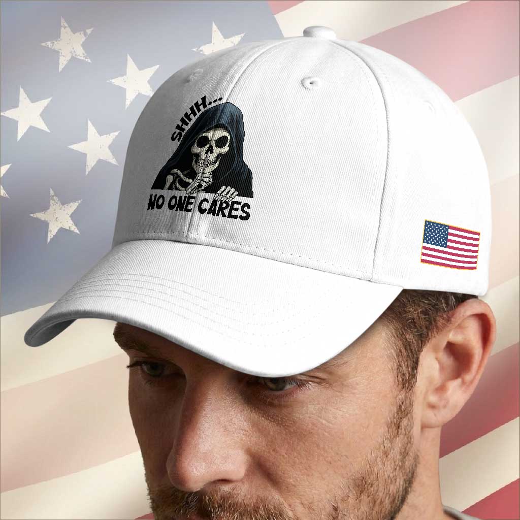 Funny Skeleton Humor Baseball Cap Shhh No One Cares