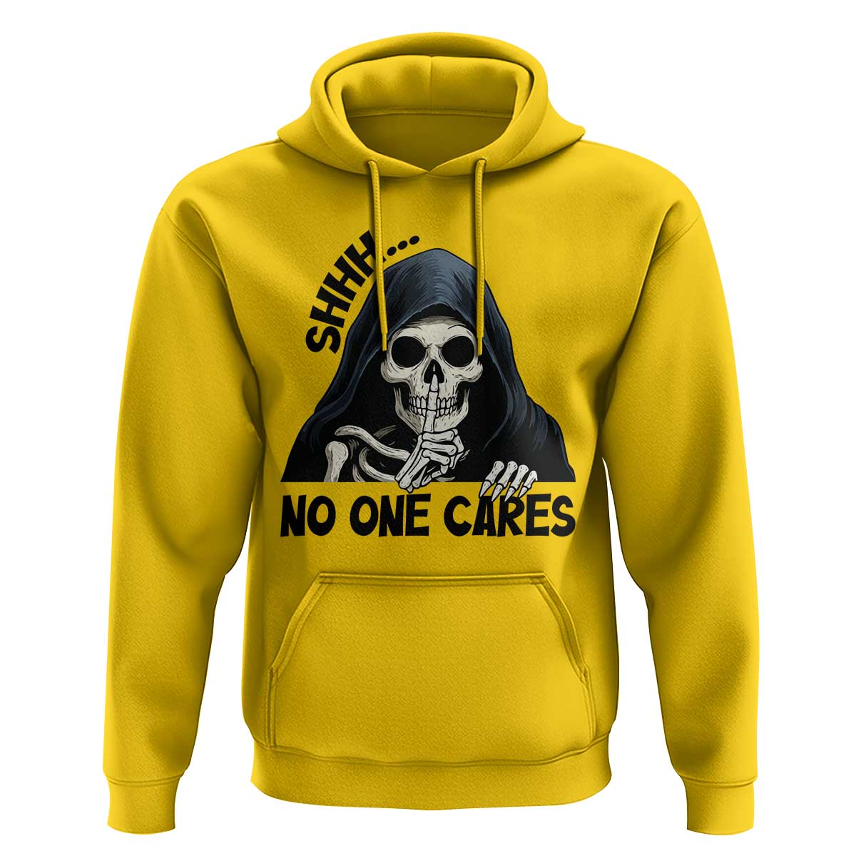 Funny Skeleton Humor Hoodie Shhh No One Cares - Wonder Print Shop