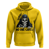 Funny Skeleton Humor Hoodie Shhh No One Cares - Wonder Print Shop