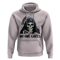 Funny Skeleton Humor Hoodie Shhh No One Cares - Wonder Print Shop
