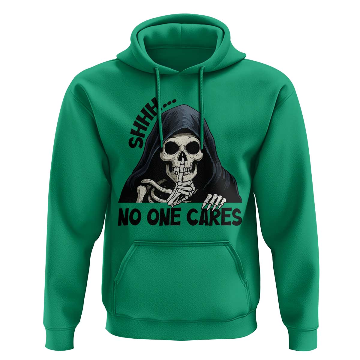 Funny Skeleton Humor Hoodie Shhh No One Cares - Wonder Print Shop