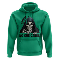 Funny Skeleton Humor Hoodie Shhh No One Cares - Wonder Print Shop