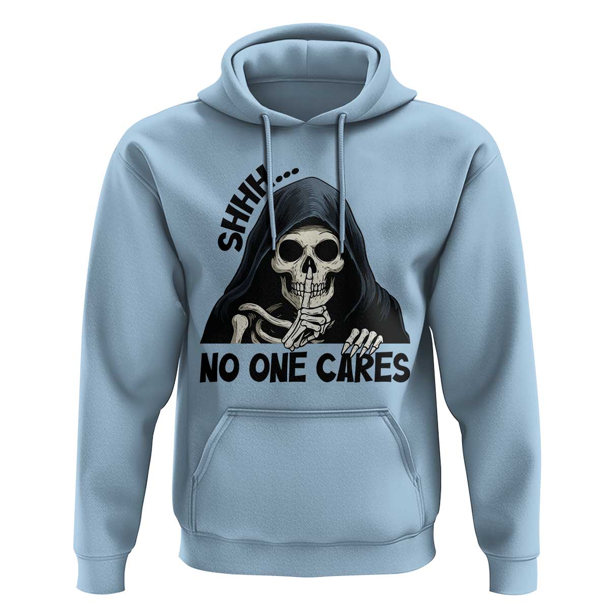 Funny Skeleton Humor Hoodie Shhh No One Cares - Wonder Print Shop