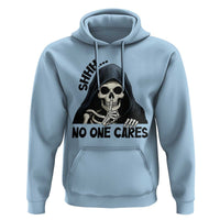 Funny Skeleton Humor Hoodie Shhh No One Cares - Wonder Print Shop