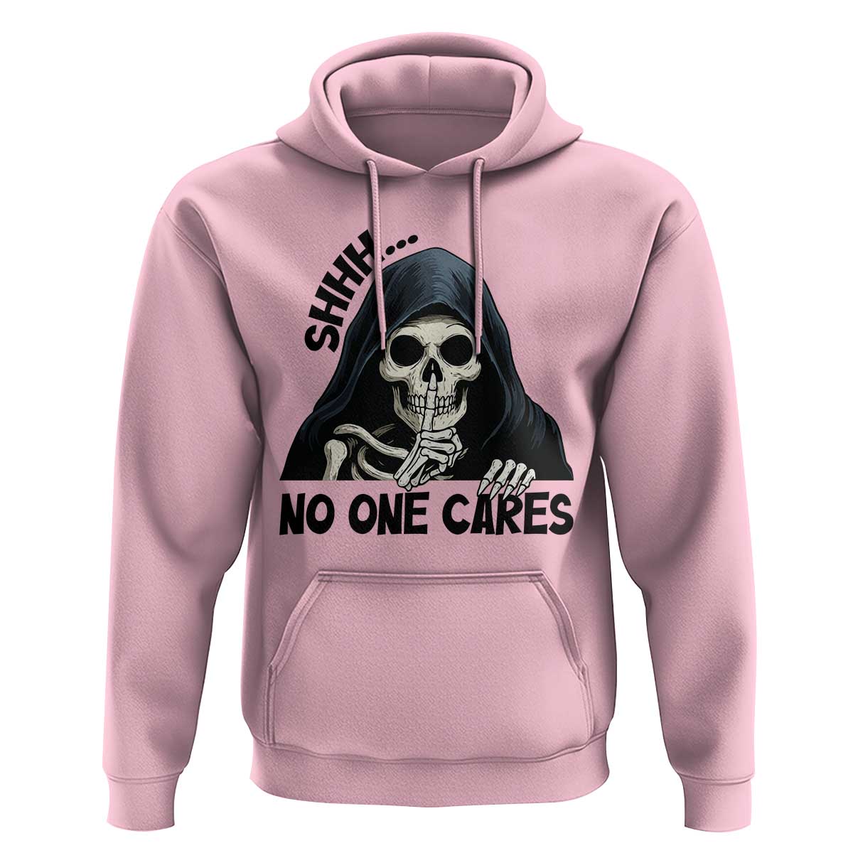 Funny Skeleton Humor Hoodie Shhh No One Cares - Wonder Print Shop