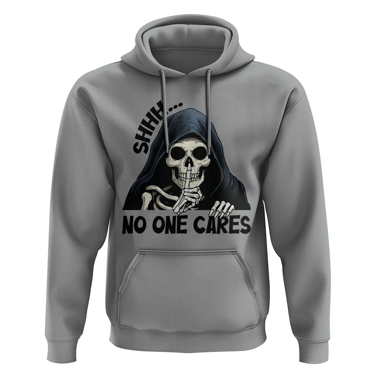 Funny Skeleton Humor Hoodie Shhh No One Cares - Wonder Print Shop
