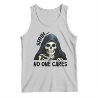 Funny Skeleton Humor Tank Top Shhh No One Cares - Wonder Print Shop