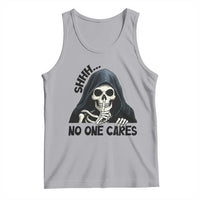 Funny Skeleton Humor Tank Top Shhh No One Cares - Wonder Print Shop