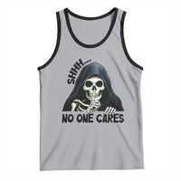 Funny Skeleton Humor Tank Top Shhh No One Cares - Wonder Print Shop
