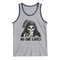 Funny Skeleton Humor Tank Top Shhh No One Cares - Wonder Print Shop