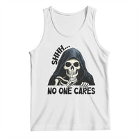 Funny Skeleton Humor Tank Top Shhh No One Cares - Wonder Print Shop