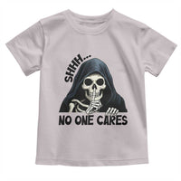 Funny Skeleton Humor Toddler T Shirt Shhh No One Cares - Wonder Print Shop