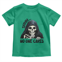 Funny Skeleton Humor Toddler T Shirt Shhh No One Cares - Wonder Print Shop