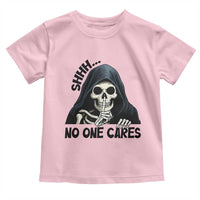 Funny Skeleton Humor Toddler T Shirt Shhh No One Cares - Wonder Print Shop