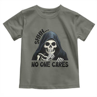 Funny Skeleton Humor Toddler T Shirt Shhh No One Cares - Wonder Print Shop
