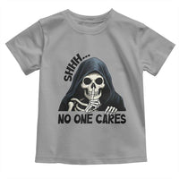 Funny Skeleton Humor Toddler T Shirt Shhh No One Cares - Wonder Print Shop