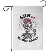 Funny Skeleton Sarcastic Garden Flag Shhh No One Cares - Wonder Print Shop