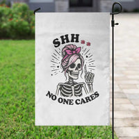 Funny Skeleton Sarcastic Garden Flag Shhh No One Cares - Wonder Print Shop