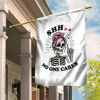 Funny Skeleton Sarcastic Garden Flag Shhh No One Cares - Wonder Print Shop