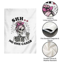 Funny Skeleton Sarcastic Garden Flag Shhh No One Cares - Wonder Print Shop