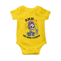 Funny Skeleton Sarcastic Baby Onesie Shhh No One Cares - Wonder Print Shop