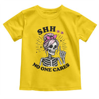 Funny Skeleton Sarcastic Toddler T Shirt Shhh No One Cares - Wonder Print Shop