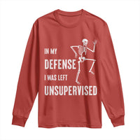 Funny Sarcastic Long Sleeve Shirt In My Defence I Was Left Unsupervised - Wonder Print Shop