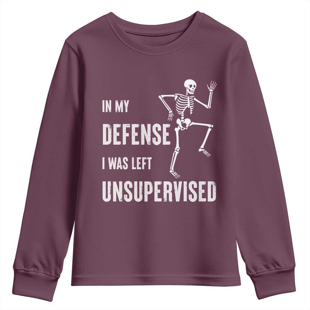 Funny Sarcastic Youth Sweatshirt In My Defence I Was Left Unsupervised - Wonder Print Shop