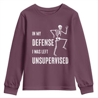 Funny Sarcastic Youth Sweatshirt In My Defence I Was Left Unsupervised - Wonder Print Shop