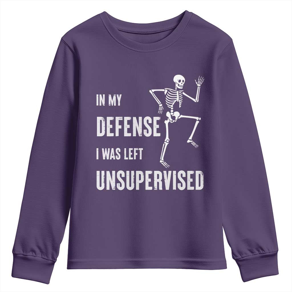 Funny Sarcastic Youth Sweatshirt In My Defence I Was Left Unsupervised - Wonder Print Shop