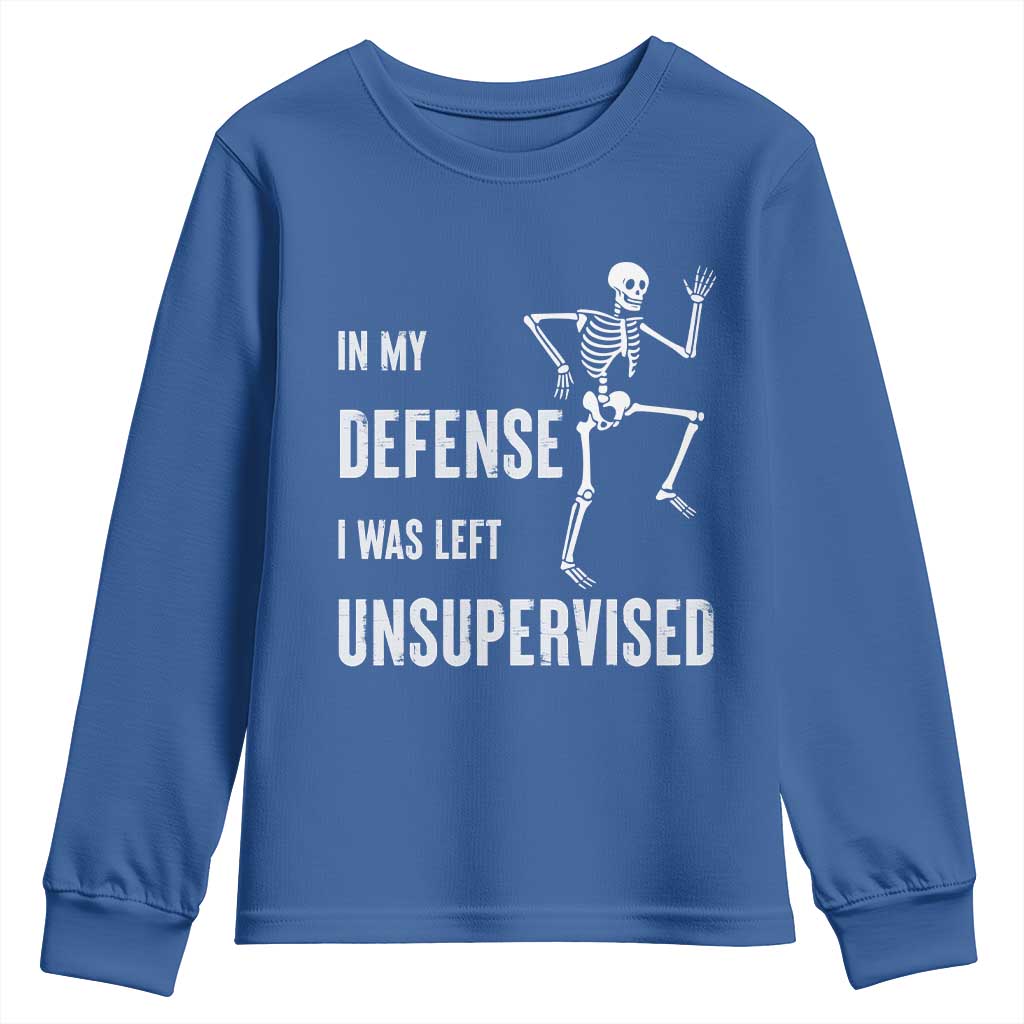 Funny Sarcastic Youth Sweatshirt In My Defence I Was Left Unsupervised - Wonder Print Shop
