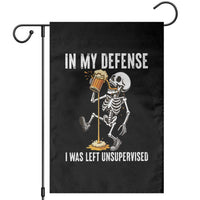 Funny Skeleton Beer Garden Flag In My Defence I Was Left Unsupervised - Wonder Print Shop