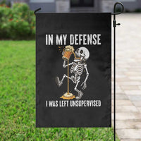 Funny Skeleton Beer Garden Flag In My Defence I Was Left Unsupervised - Wonder Print Shop