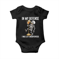 Funny Skeleton Beer Baby Onesie In My Defence I Was Left Unsupervised - Wonder Print Shop