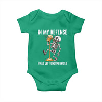 Funny Skeleton Beer Baby Onesie In My Defence I Was Left Unsupervised - Wonder Print Shop