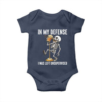 Funny Skeleton Beer Baby Onesie In My Defence I Was Left Unsupervised - Wonder Print Shop